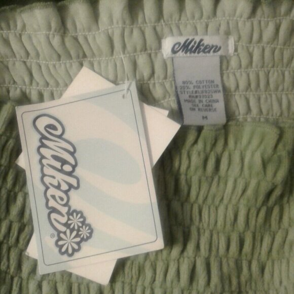 Miken Size M Tube Top Womens Green Ombre Smocked Cotton Poly Blend Stretch NEW - Picture 4 of 4